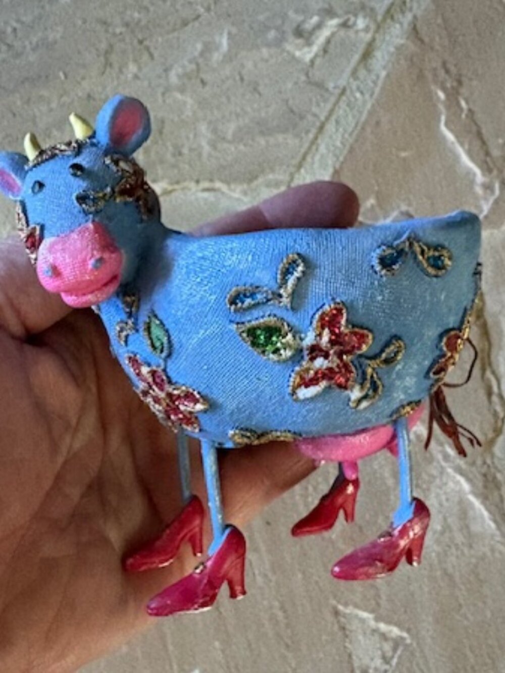 Whimsical CowParade Public Art Project Collectible Cow Figurine High Heels